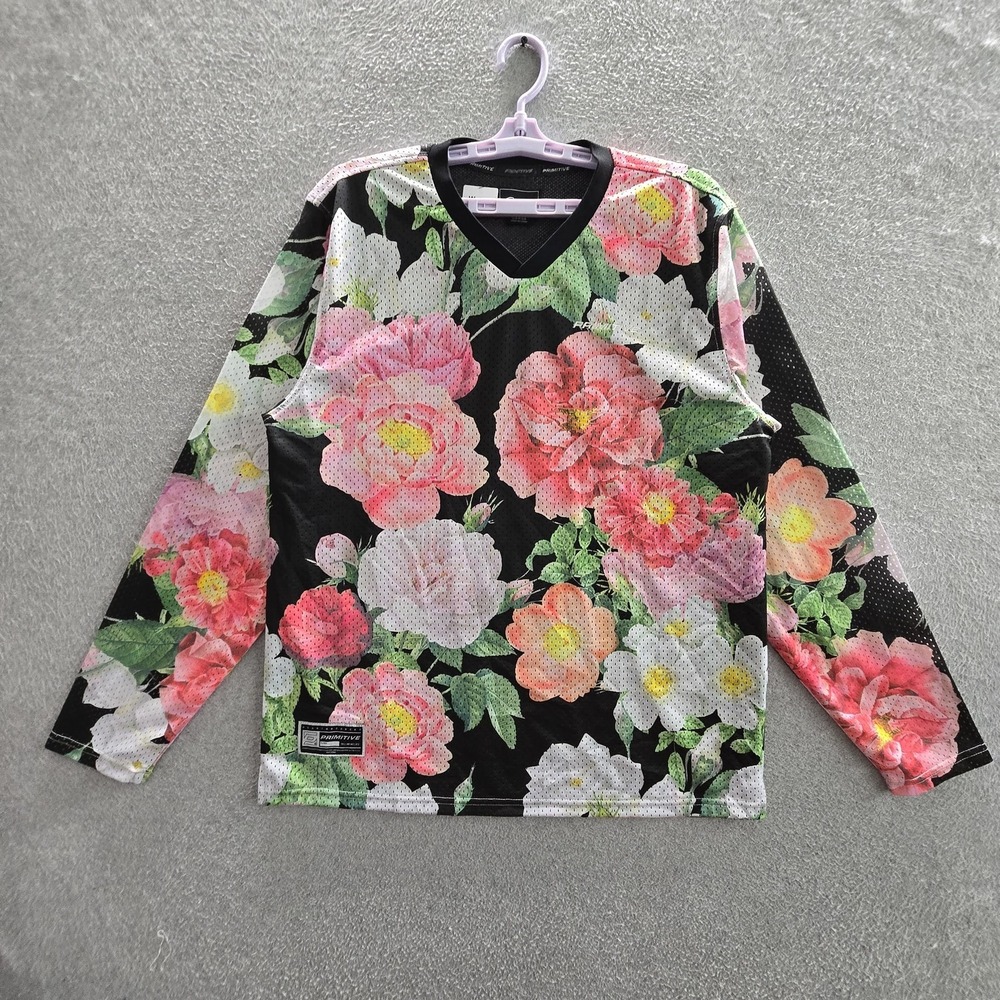 Primitive Men Shirt‎ LARGE Black Floral Print Eden Activewear Hockey Jersey